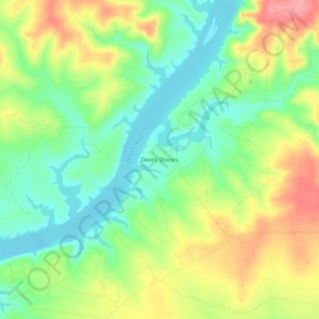 Devils Shores topographic map, elevation, terrain