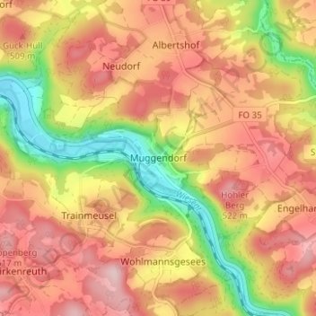 Muggendorf topographic map, elevation, terrain
