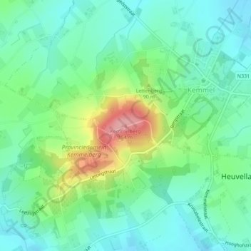 Kemmelberg topographic map, elevation, terrain