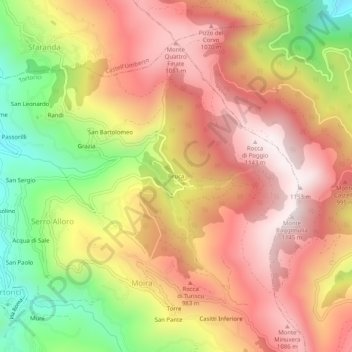 Bruca topographic map, elevation, terrain