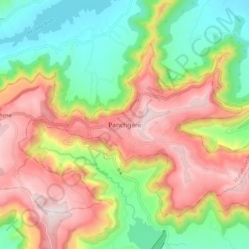 Panchgani topographic map, elevation, terrain