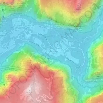 Curry Village topographic map, elevation, terrain