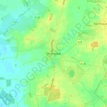 Otterstedt topographic map, elevation, terrain