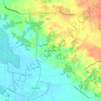 Bonne-Terre topographic map, elevation, terrain