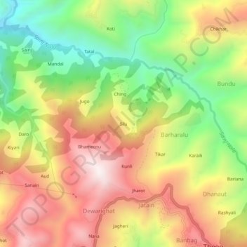 Silu topographic map, elevation, terrain