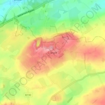 Craigie topographic map, elevation, terrain