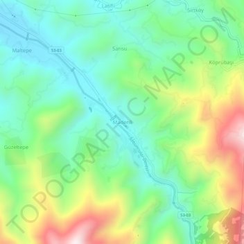 Madenli topographic map, elevation, terrain