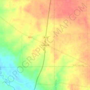 Shenandoah topographic map, elevation, terrain