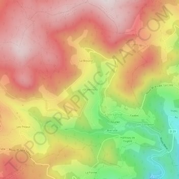 Le Verniol topographic map, elevation, terrain