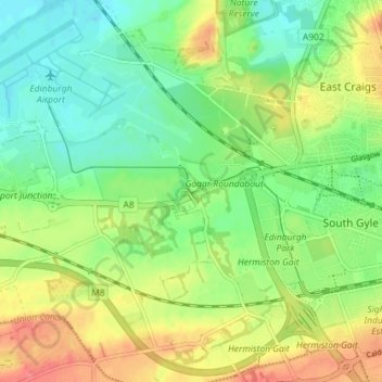 Gogar topographic map, elevation, terrain