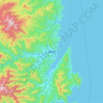 Miyako topographic map, elevation, terrain