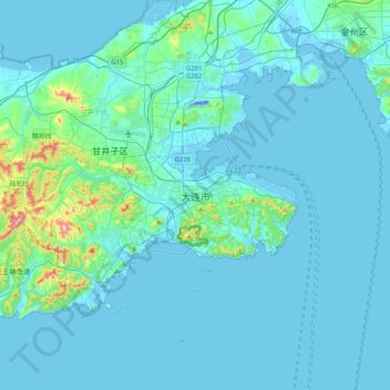 Dalian topographic map, elevation, terrain