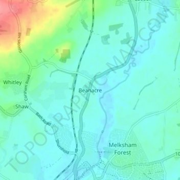 Beanacre topographic map, elevation, terrain