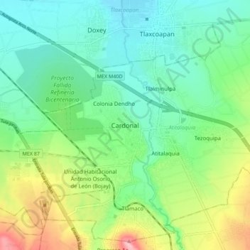 Cardonal topographic map, elevation, terrain