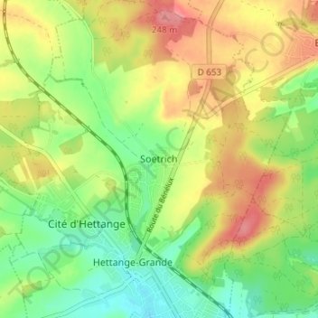Soetrich topographic map, elevation, terrain