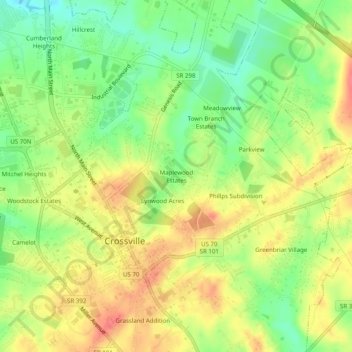 Maplewood Estates topographic map, elevation, terrain
