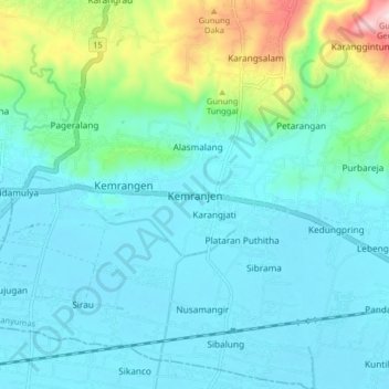 Kemranjen topographic map, elevation, terrain