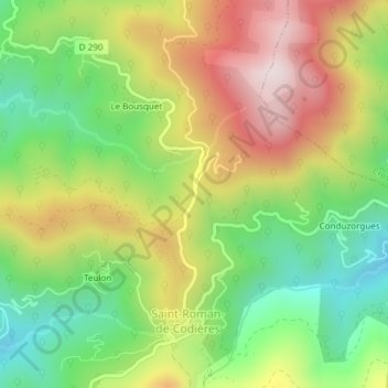 Menhir du Col de Pierre Levée topographic map, elevation, terrain