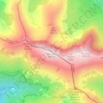 Ďumbier topographic map, elevation, terrain