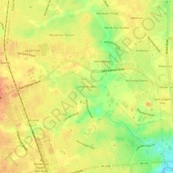 Lydell Heights topographic map, elevation, terrain