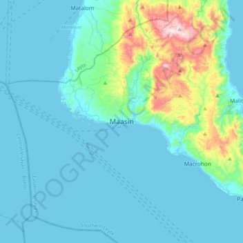Maasin topographic map, elevation, terrain