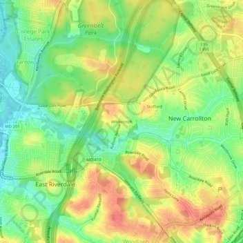 Wildercroft topographic map, elevation, terrain