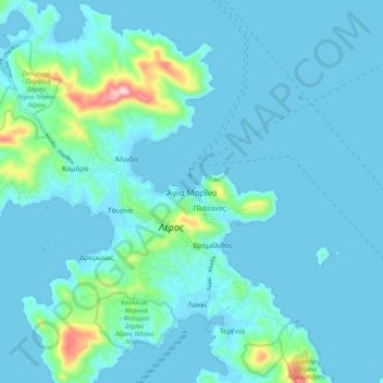 Agia Marina topographic map, elevation, terrain