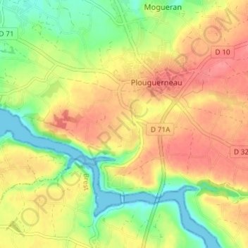 Kergonvel topographic map, elevation, terrain