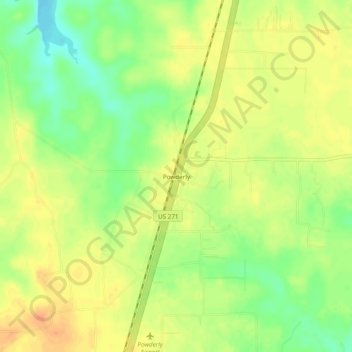 Powderly topographic map, elevation, terrain