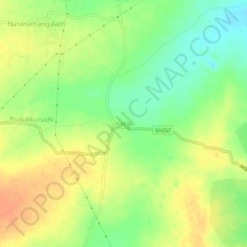 Karai topographic map, elevation, terrain