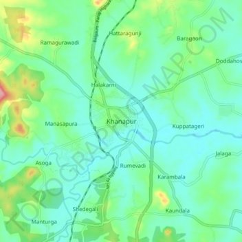 Khanapur topographic map, elevation, terrain