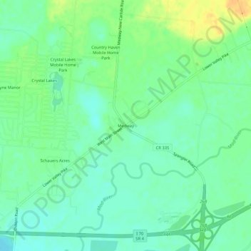 Medway topographic map, elevation, terrain