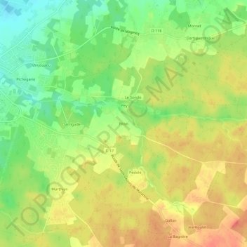 Piton topographic map, elevation, terrain