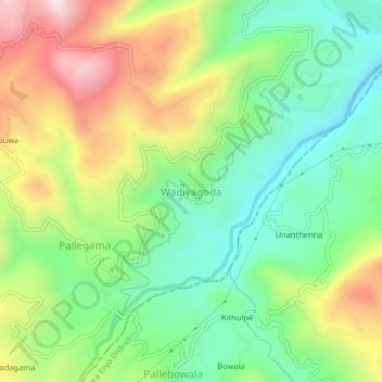 Wadiyagoda topographic map, elevation, terrain