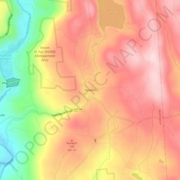 Norwich topographic map, elevation, terrain