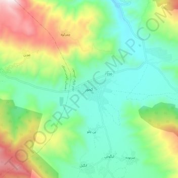 Kojur topographic map, elevation, terrain