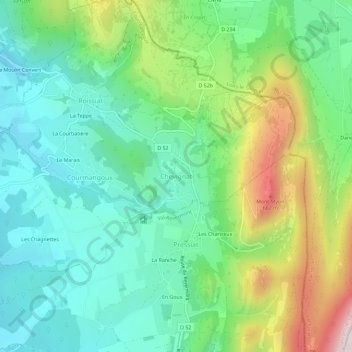 Chevignat topographic map, elevation, terrain