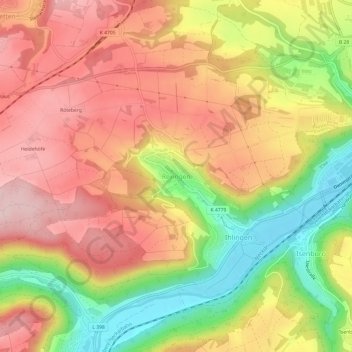 Rexingen topographic map, elevation, terrain