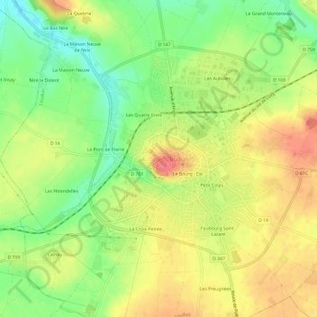 Le Bourg-ouest topographic map, elevation, terrain