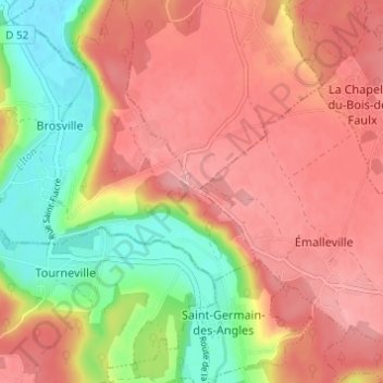 Les Bruyères topographic map, elevation, terrain