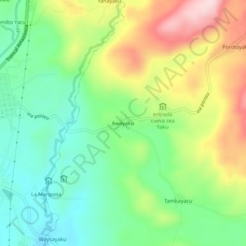 Awayaku topographic map, elevation, terrain