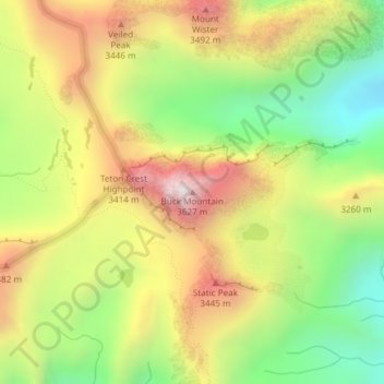 Buck Mountain topographic map, elevation, terrain