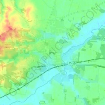 Sindal topographic map, elevation, terrain