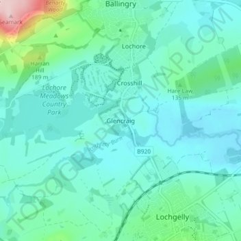 Glencraig topographic map, elevation, terrain