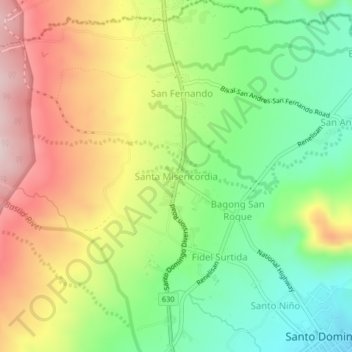 Santa Misericordia topographic map, elevation, terrain