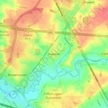 Newton topographic map, elevation, terrain
