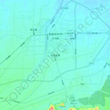 Yueyaquan topographic map, elevation, terrain