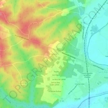 Mallaine topographic map, elevation, terrain