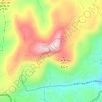 Sheep Cliff topographic map, elevation, terrain