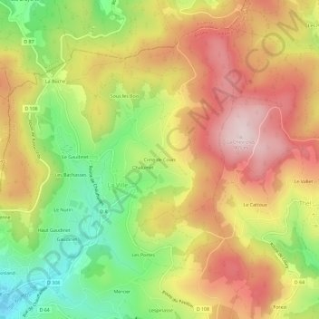 Cime de Cours topographic map, elevation, terrain